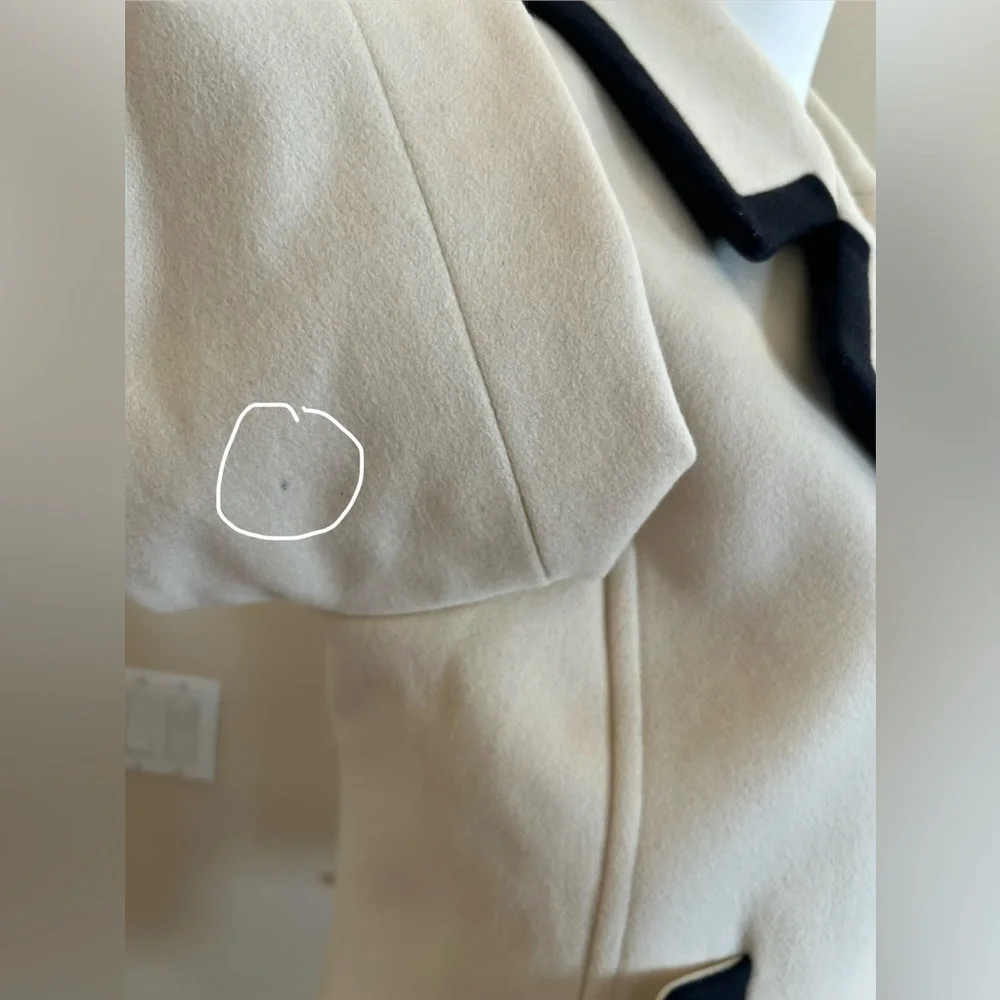 J. Crew Nello Gori Wool Peacoat 10 Double Breasted Off White Navy Blue / Black - Picture 10 of 11